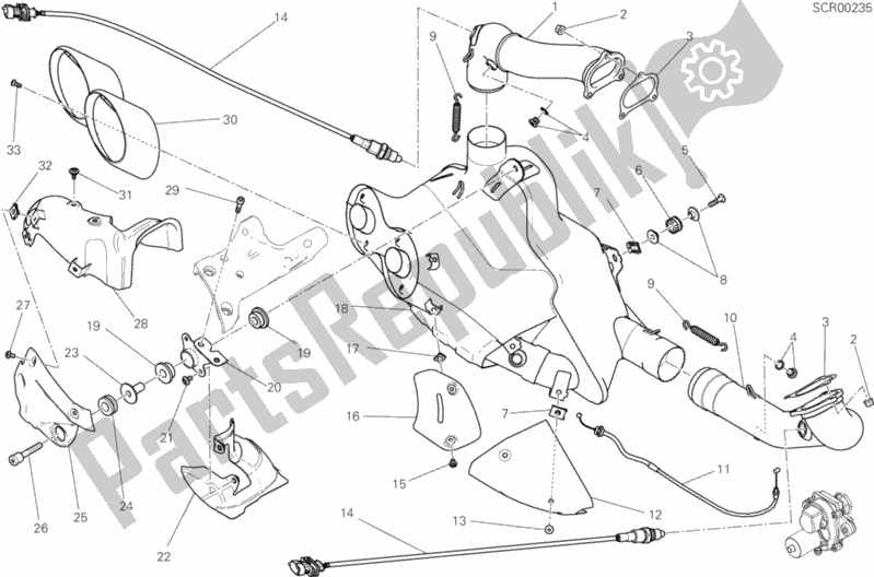 All parts for the Exhaust System of the Ducati Diavel Xdiavel S Thailand 1260 2017